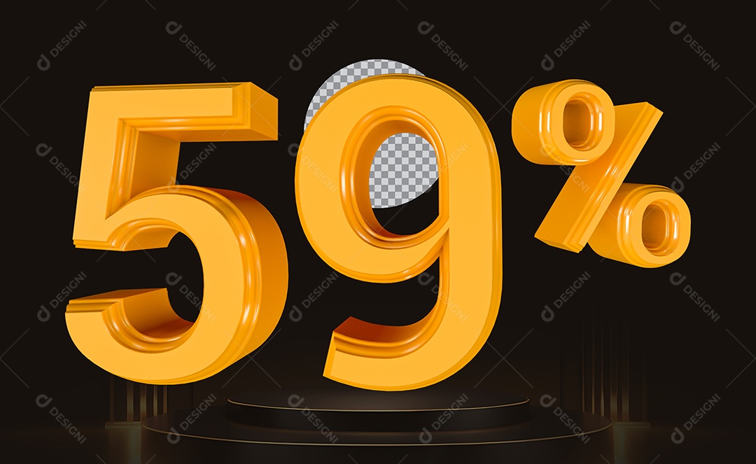 Elemento 3D Número 59% Para Composição PSD