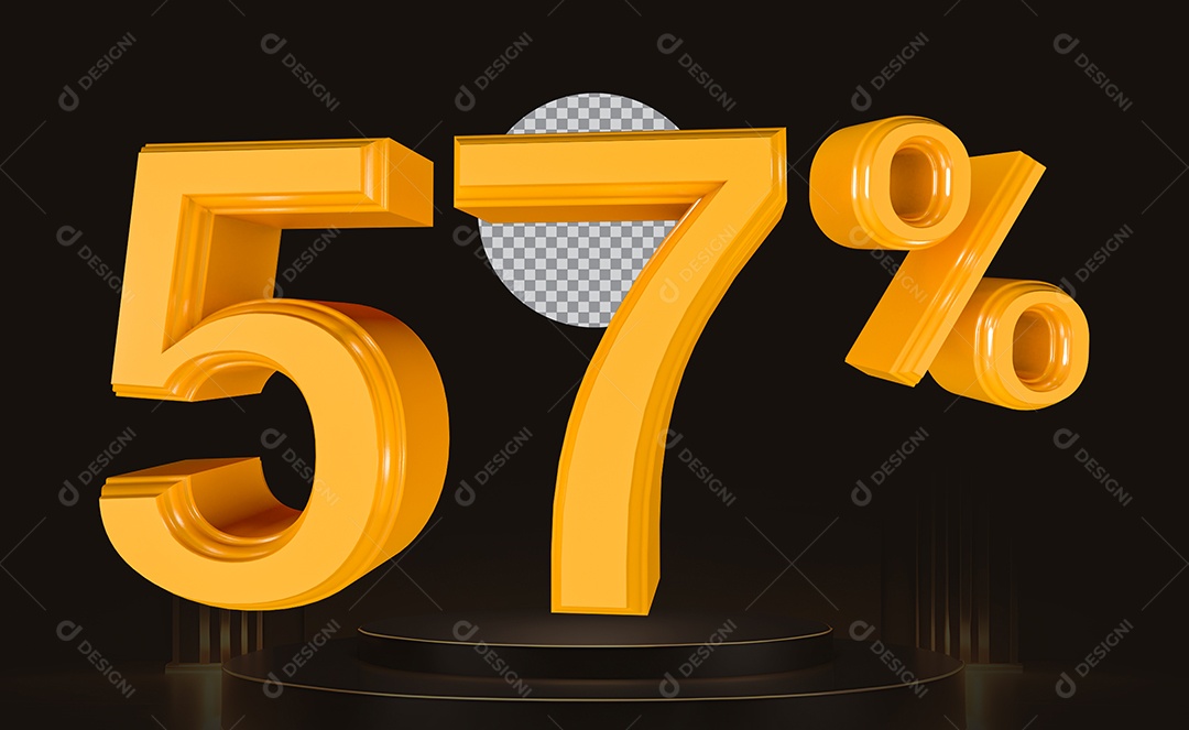 Elemento 3D Número 57% Para Composição PSD