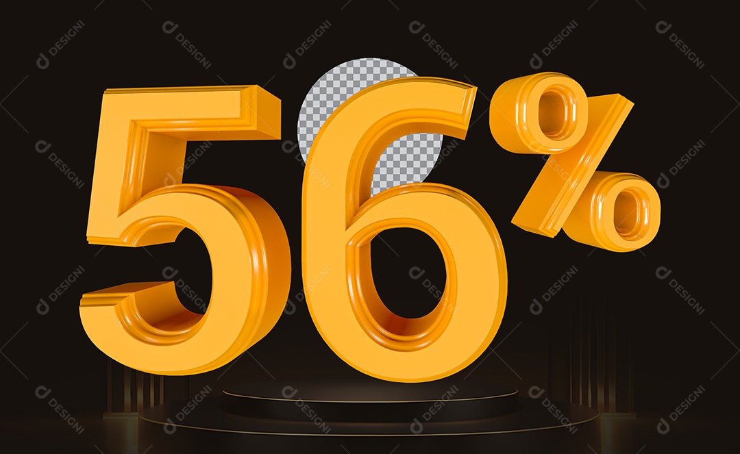Elemento 3D Número 56% Para Composição PSD