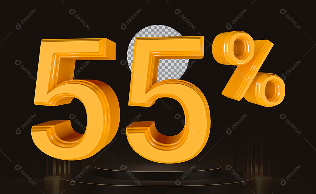 Elemento 3D Número 55% Para Composição PSD