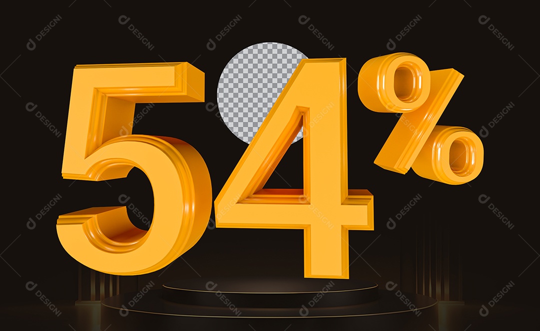 Elemento 3D Número 54% Para Composição PSD