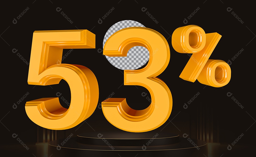 Elemento 3D Número 53% Para Composição PSD