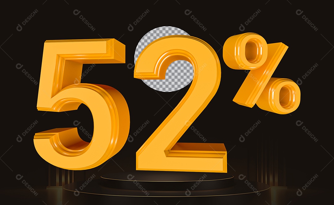 Elemento 3D Número 52% Para Composição PSD