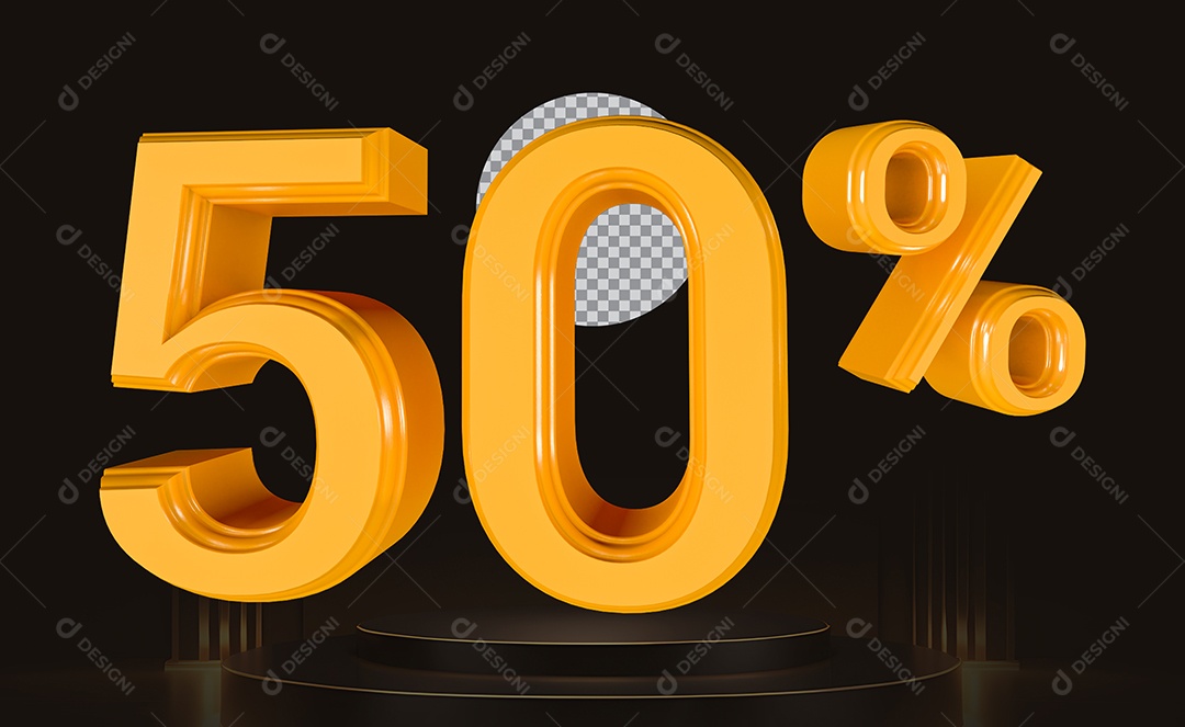 Elemento 3D Número 50% Para Composição PSD