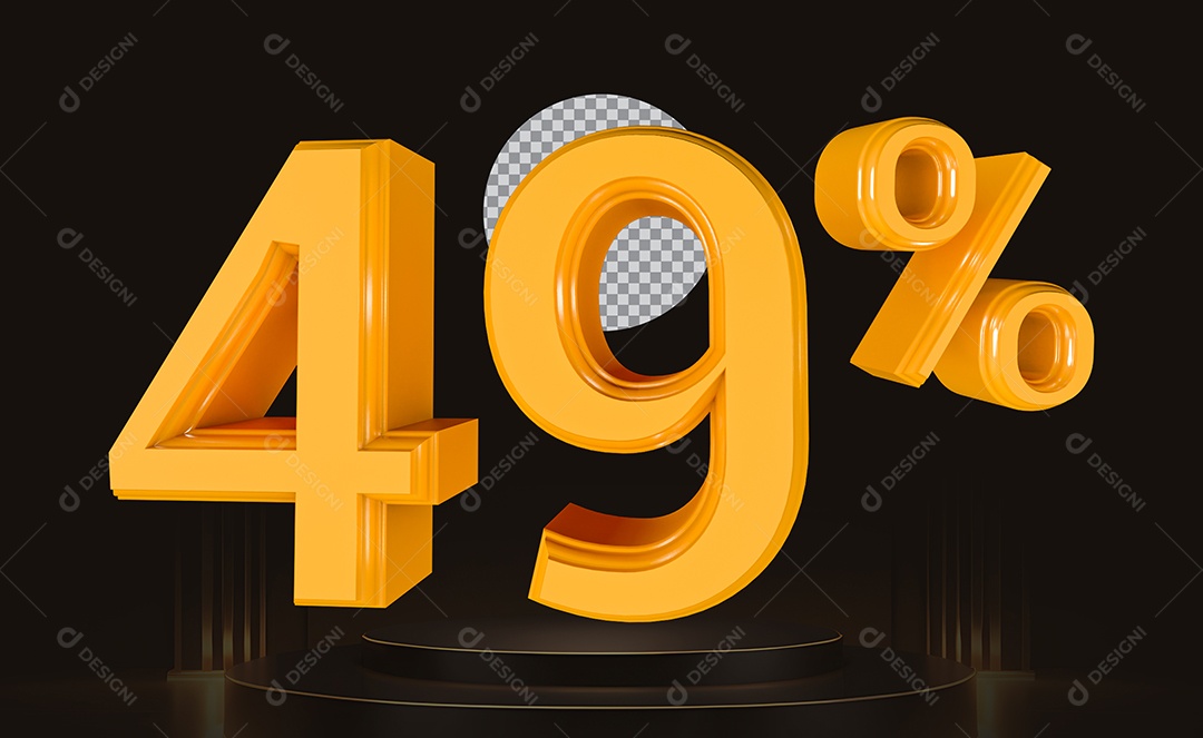 Elemento 3D Número 49% Para Composição PSD