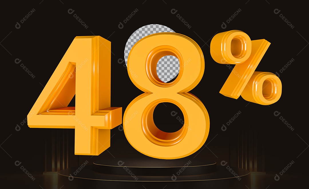 Elemento 3D Número 48% Para Composição PSD