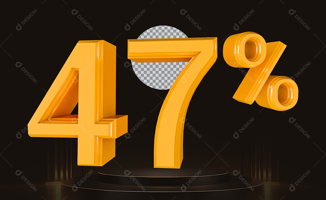 Elemento 3D Número 47% Para Composição PSD