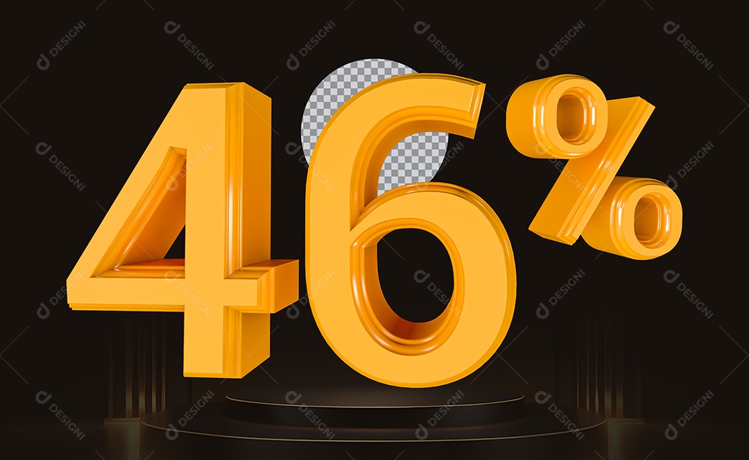 Elemento 3D Número 46% Para Composição PSD
