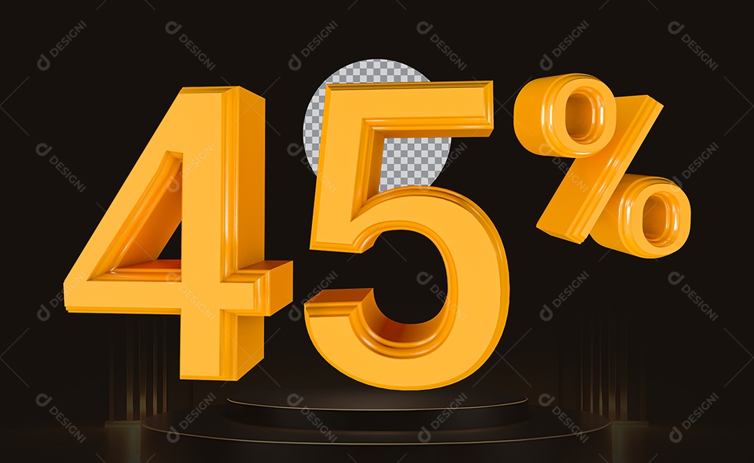Elemento 3D Número 45% Para Composição PSD