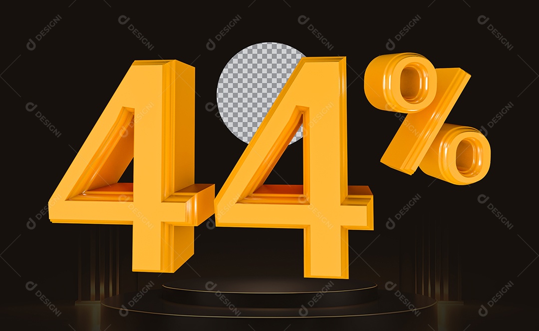 Elemento 3D Número 44% Para Composição PSD