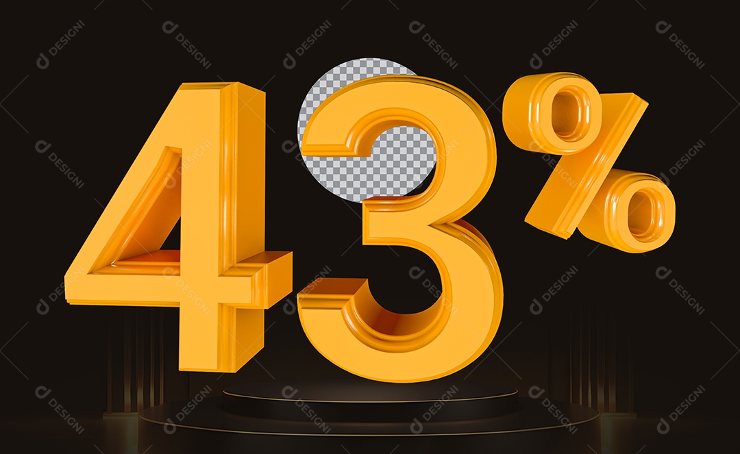 Elemento 3D Número 43% Para Composição PSD