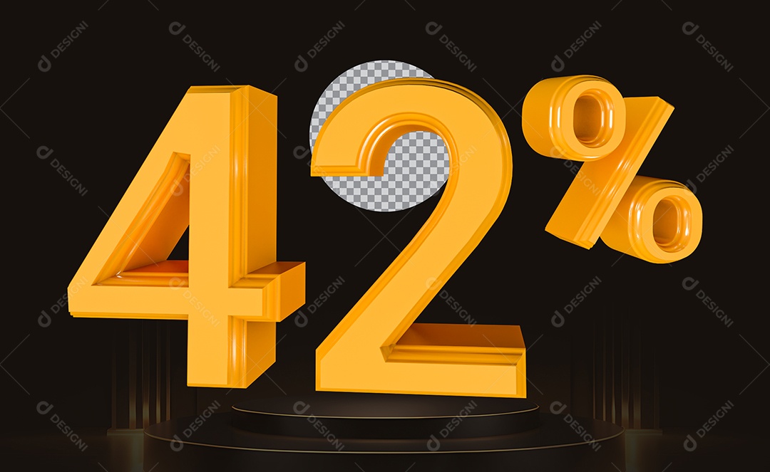 Elemento 3D Número 42% Para Composição PSD