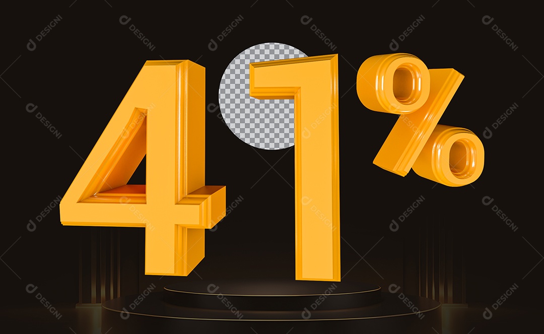 Elemento 3D Número 41% Para Composição PSD