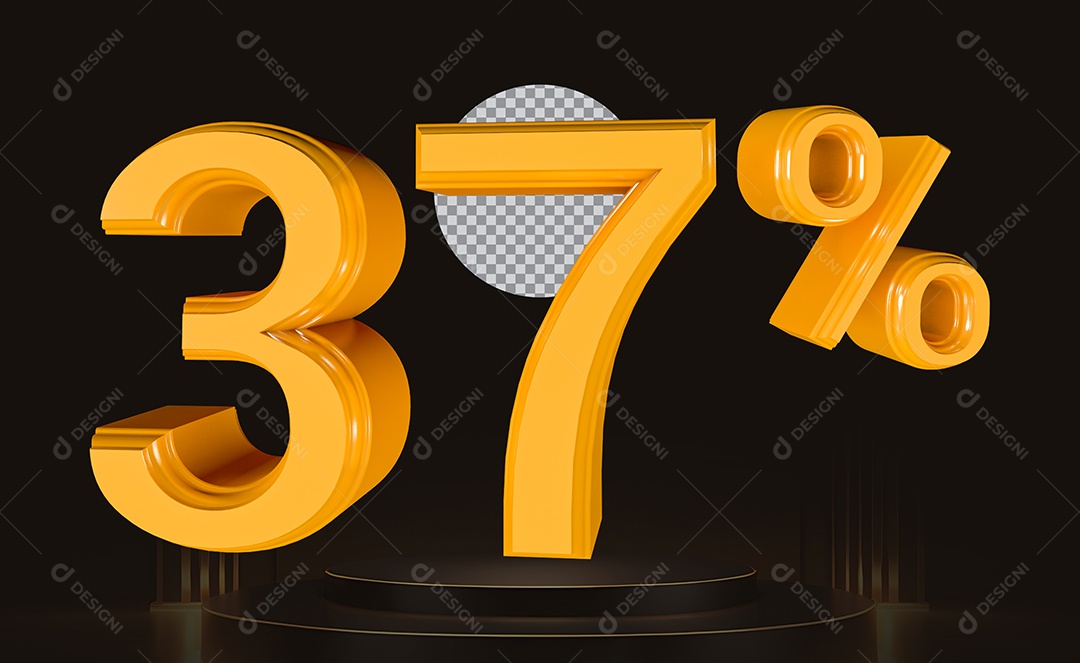 Elemento 3D Número 37% Para Composição PSD