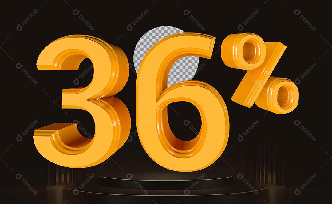 Elemento 3D Número 36% Para Composição PSD