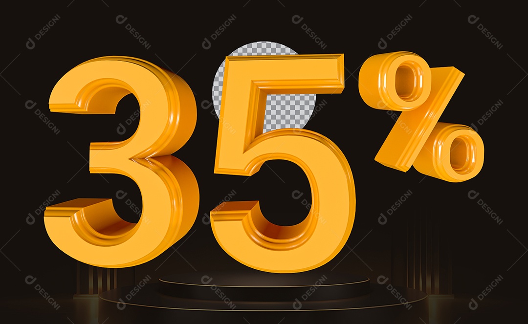Elemento 3D Número 35% Para Composição PSD