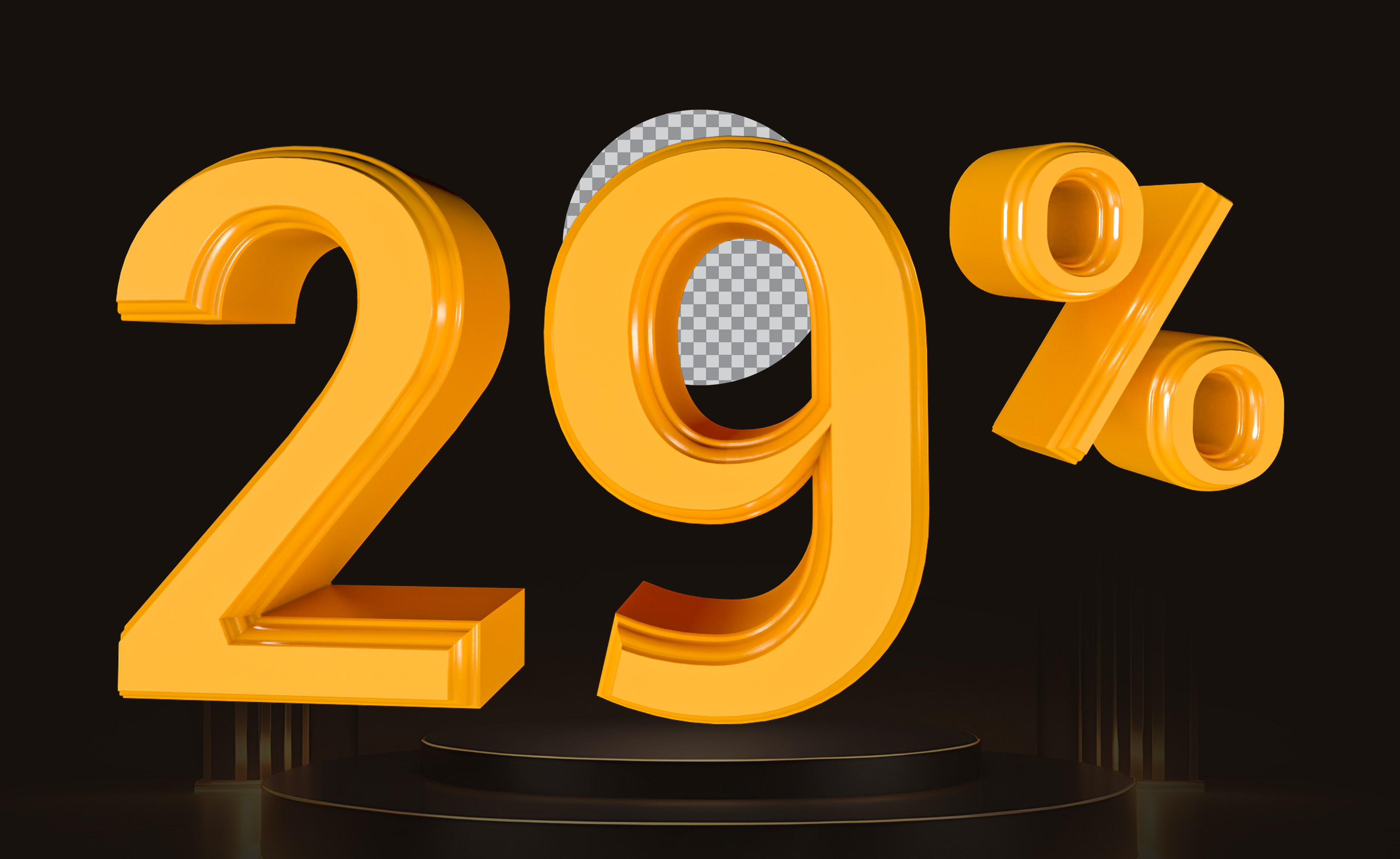 Elemento 3D Número 29% Para Composição PSD