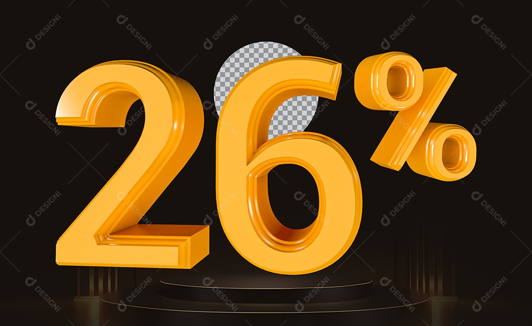 Elemento 3D Número 26% Para Composição PSD