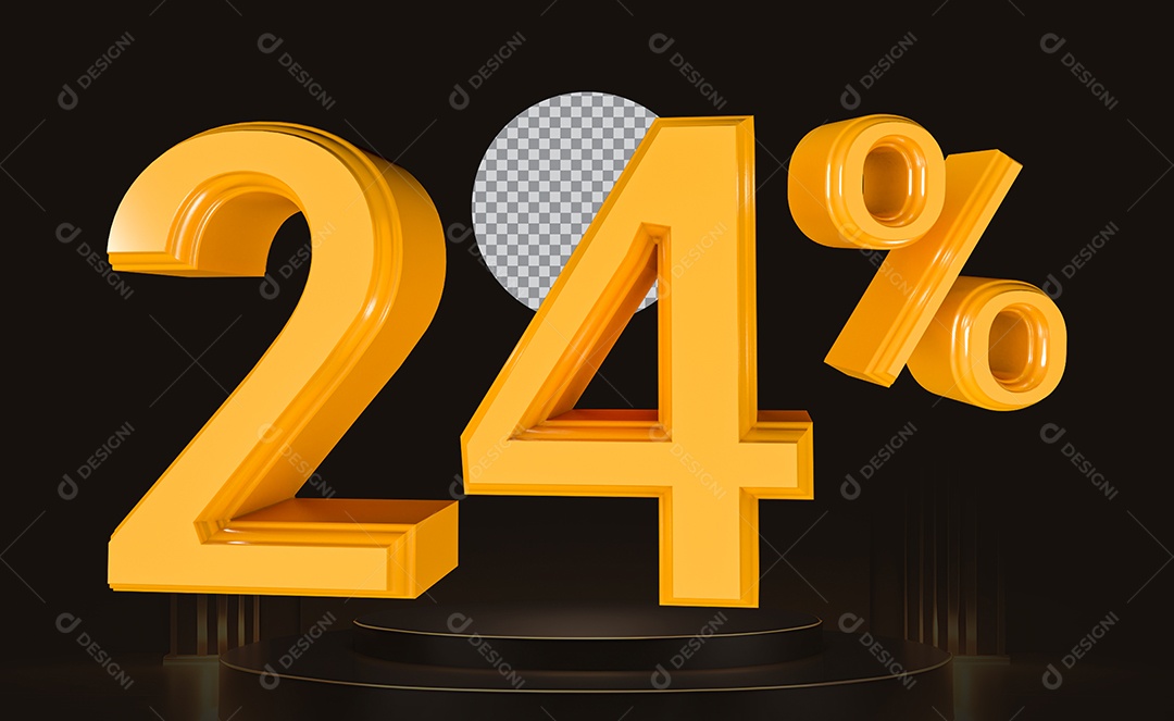 Elemento 3D Número 24% Para Composição PSD