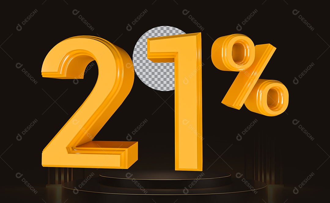 Elemento 3D Número 21% Para Composição PSD