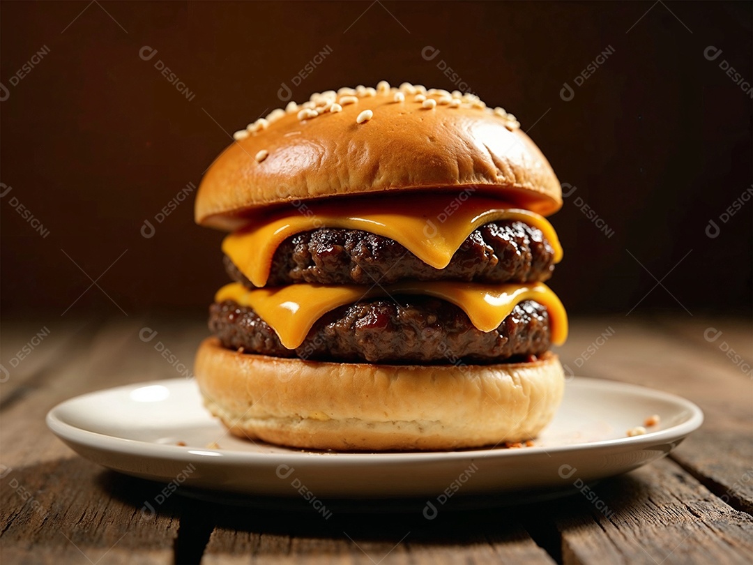 Imagem mostra um X-Burguer duplo