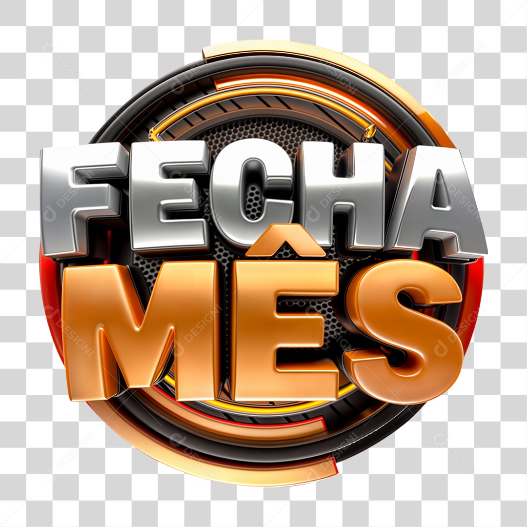 Selo 3D Fecha Mês PNG Transparente