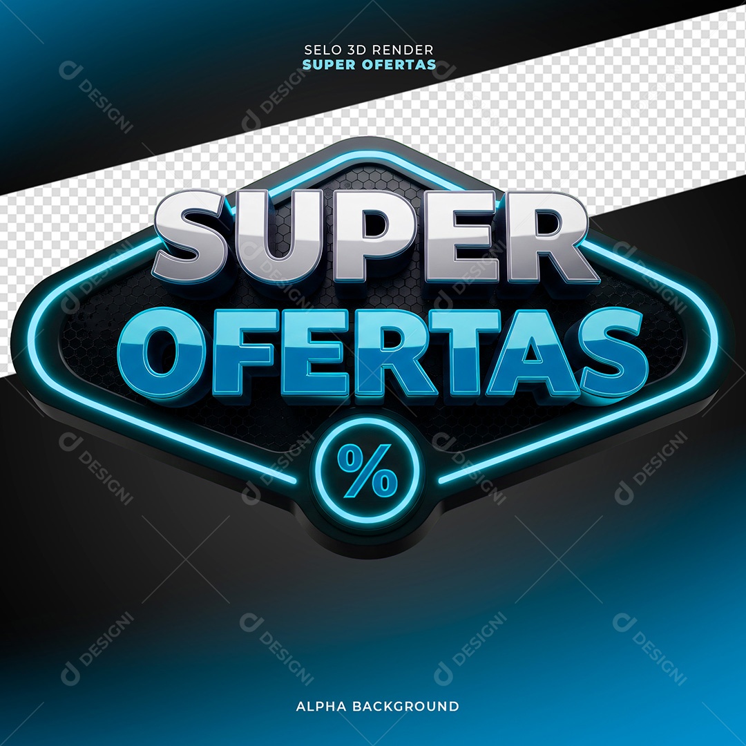 Selo 3D Super Ofertas para Composição PSD