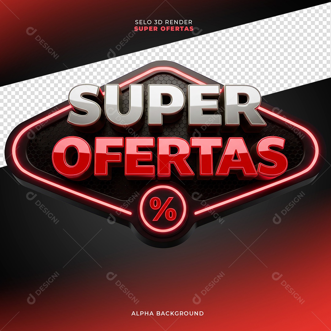 Selo 3D Super Ofertas para Composição PSD
