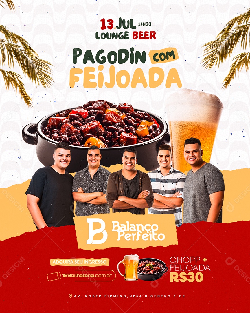 Flyer Pagodin com Feijoada Social Media PSD Editável