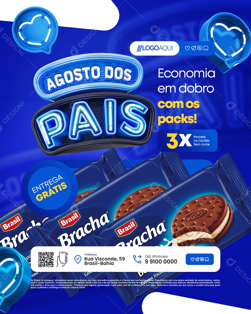 Agosto Dos Pais Supermercado Economia em Dobro Social Media PSD Editável