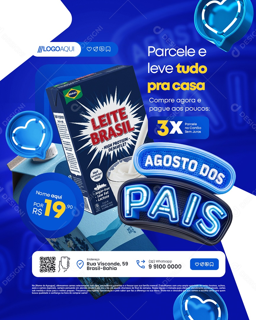 Agosto Dos Pais Supermercado Parcele e Leve Tudo Social Media PSD Editável