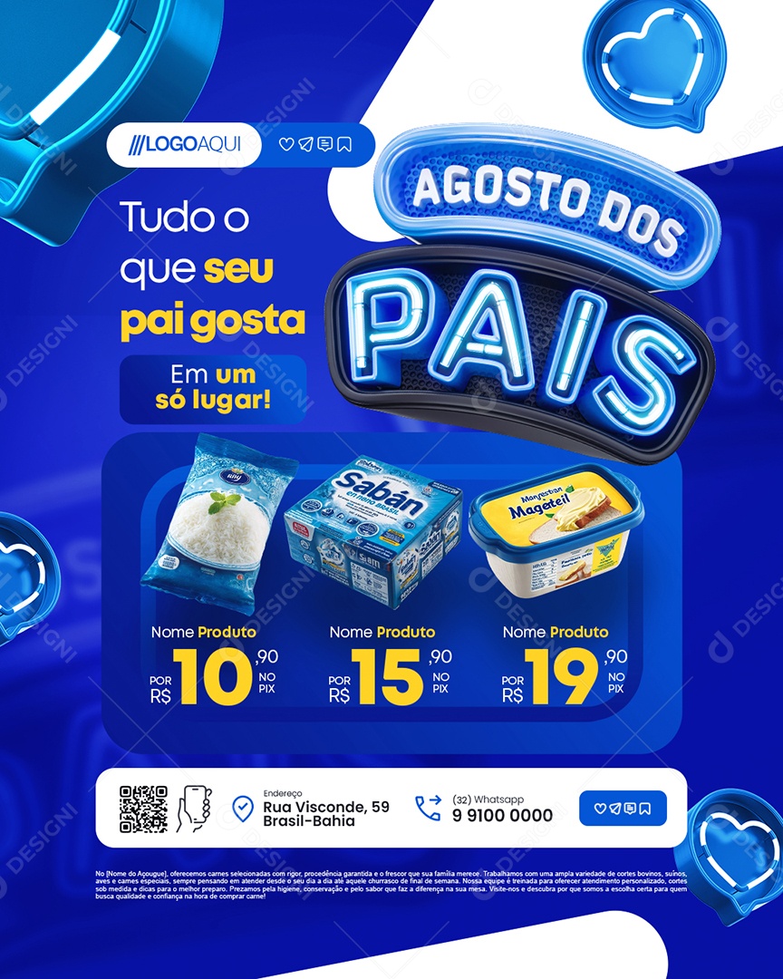 Agosto Dos Pais Supermercado Tudo o Que Seu Pai Gosta Social Media PSD Editável