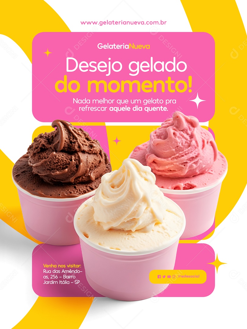 Gelateria Desejo Gelado Social Media PSD Editável