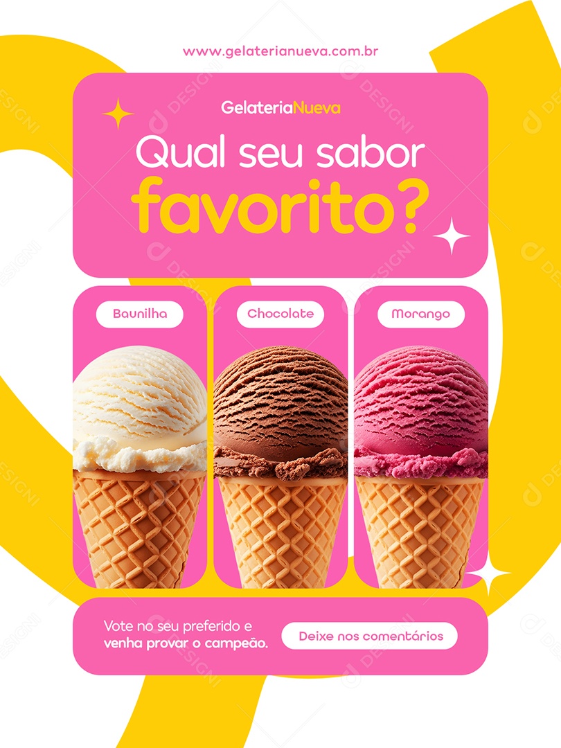 Gelateria Qual seu Sabor Favorito Social Media PSD Editável