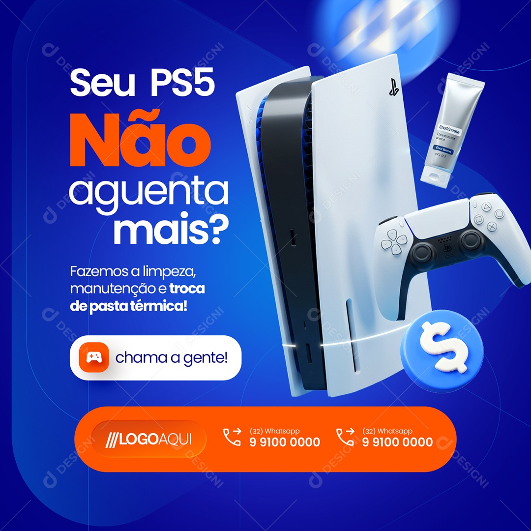 Loja de Games Seu PS5 Não Aguenta Mais Social Media PSD Editável