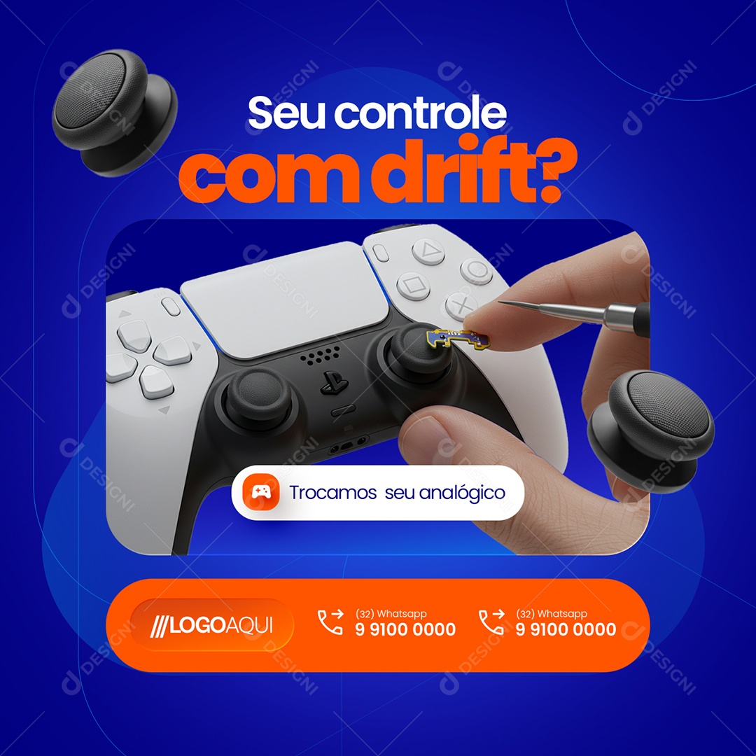 Loja de Games Seu Controle com Drift Social Media PSD Editável