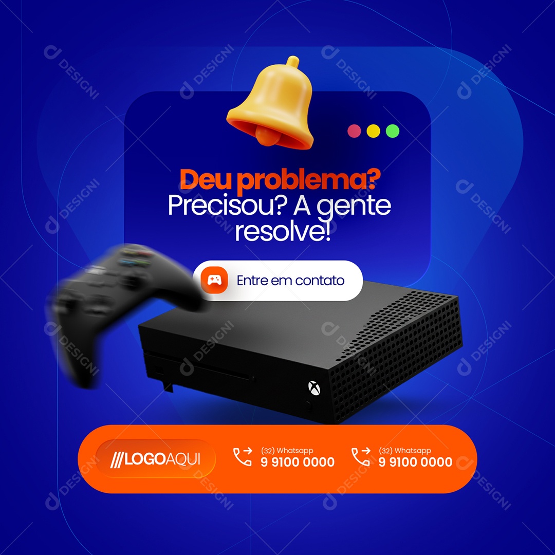 Loja de Games Deu Problema Social Media PSD Editável