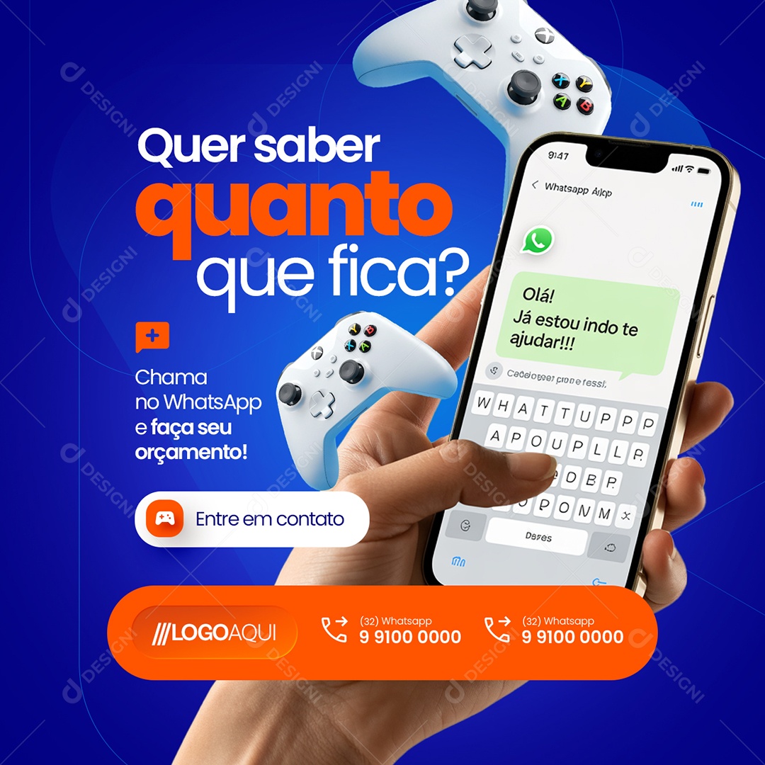 Loja de Games Quer Saber Quanto Que Fica Social Media PSD Editável