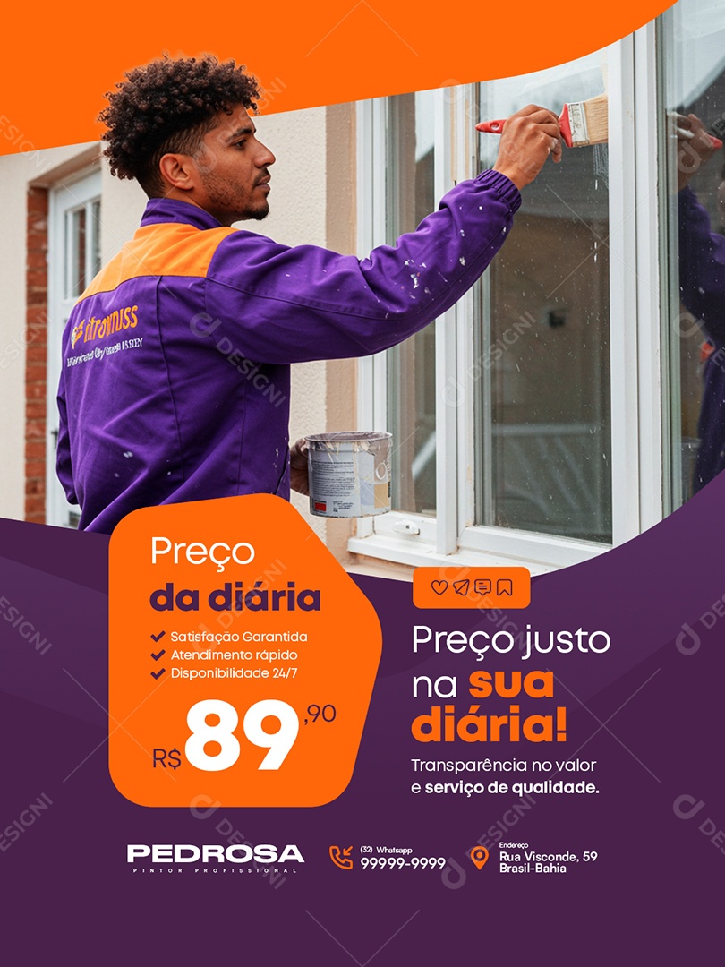 Pintor Preço da Diária Social Media PSD Editável