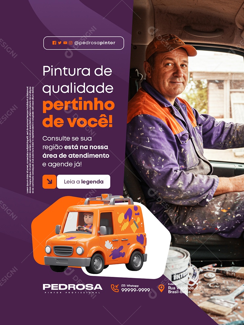 Pintor Pintura de Qualidade Social Media PSD Editável