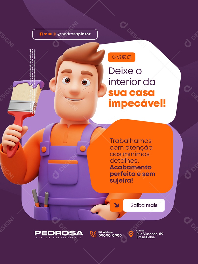 Pintor Deixe o Interior da Sua Casa Social Media PSD E