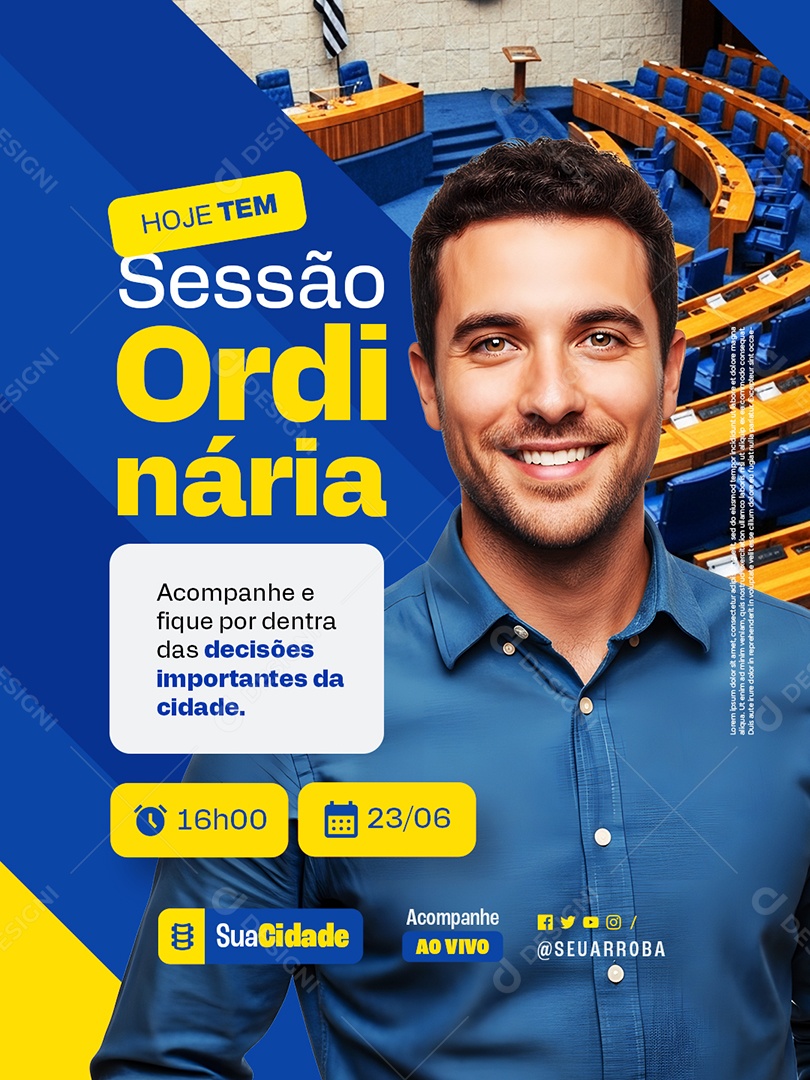 Hoje Tem Sessão Ordinária Social Media PSD Editável