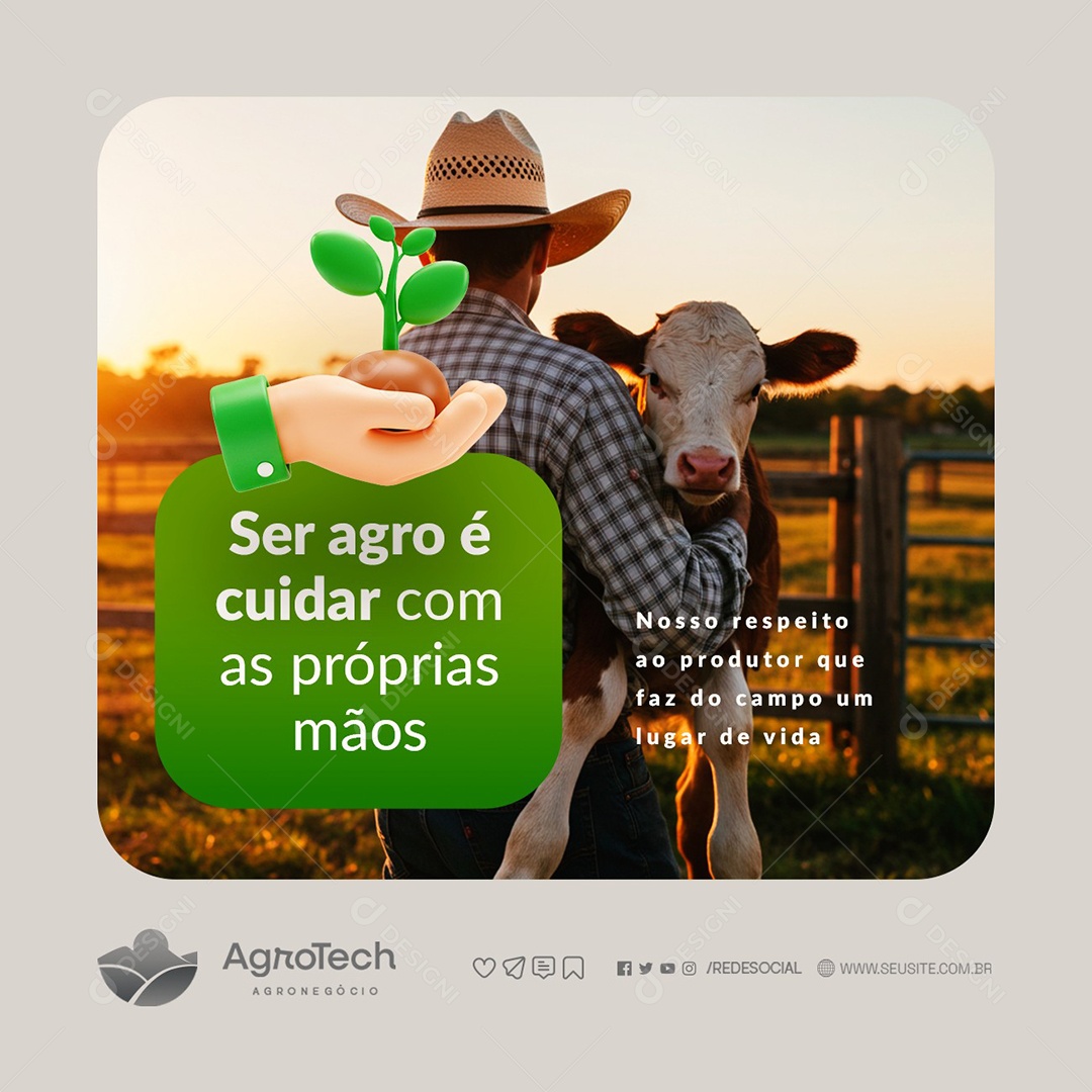Agropecuária Ser Agro é Cuidar Social Media PSD Editável