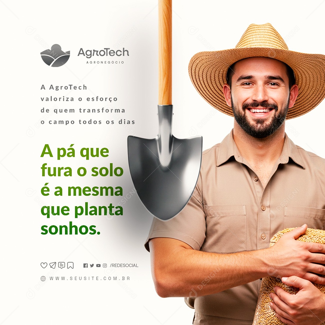 Agropecuária A Pá Que Fura o Solo Social Media PSD Editável