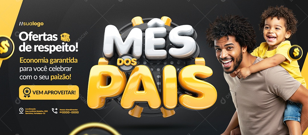 Banner Mês Dos Pais Supermercado Ofertas de Respeito Social Media PSD Editável
