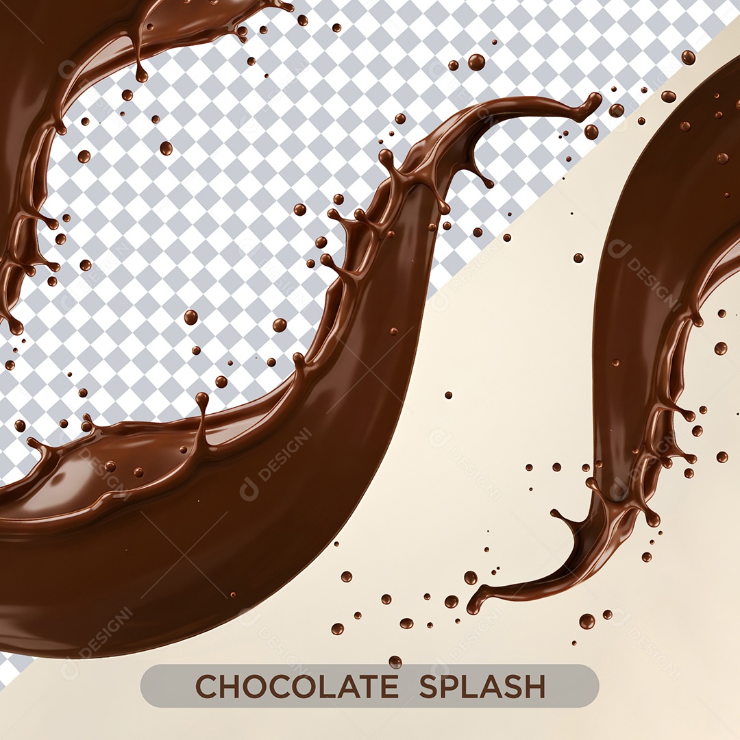 Splash de Chocolate Elemento 3D Para Composição PSD