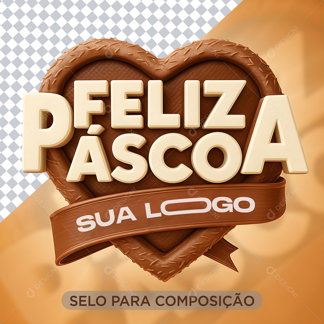 Feliz Pascoa Elemento 3D Prara Composição PSD