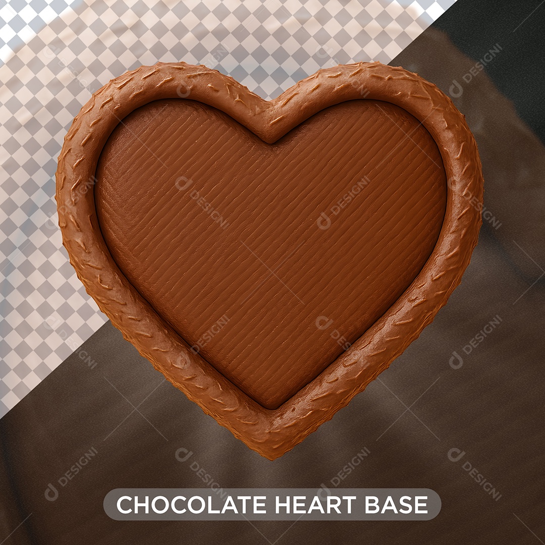 Coração De Chocolate Elemento 3D Para Composição PSD