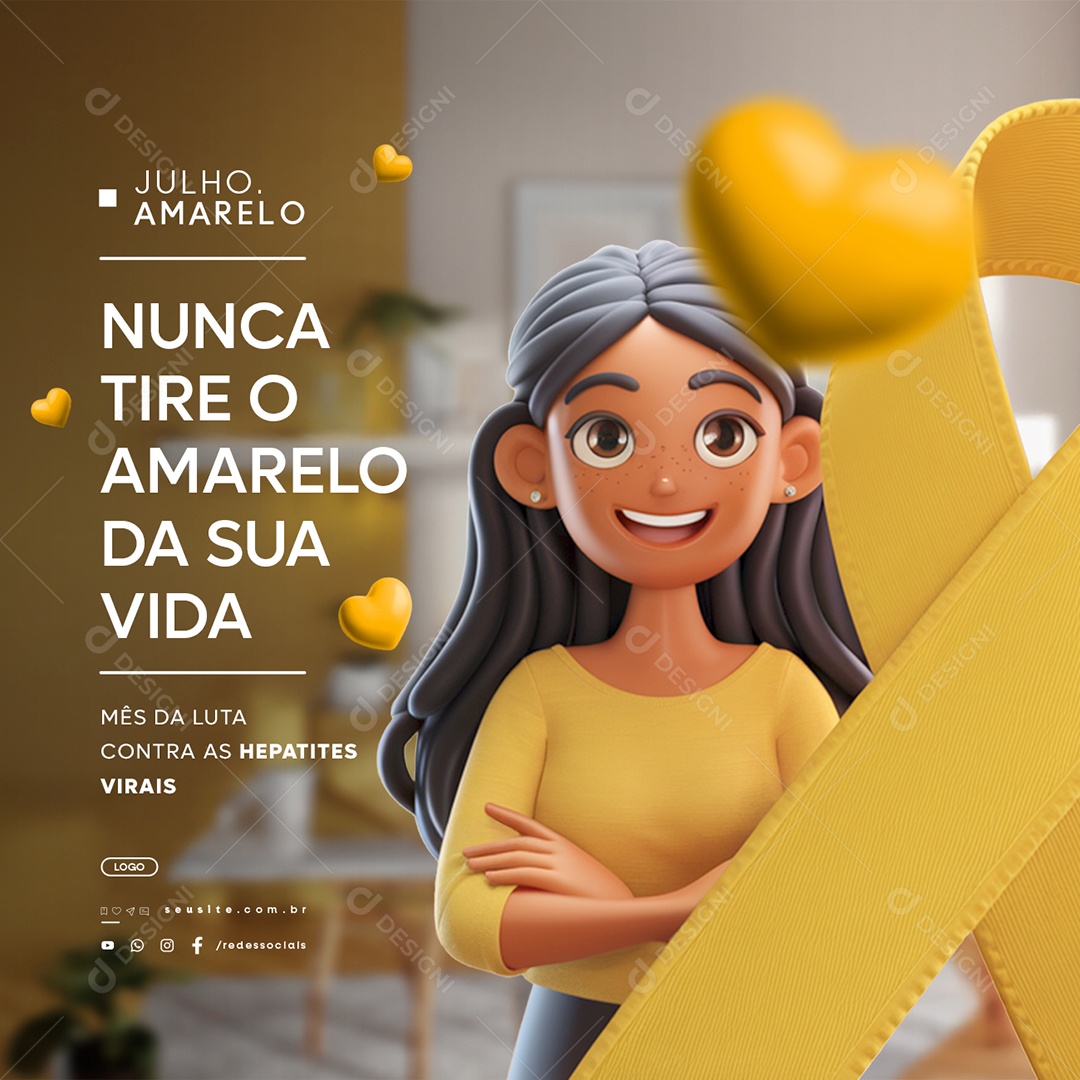 Julho Amarelo Mês Da Luta Contra As Hepatites Virais Social Media PSD Editável