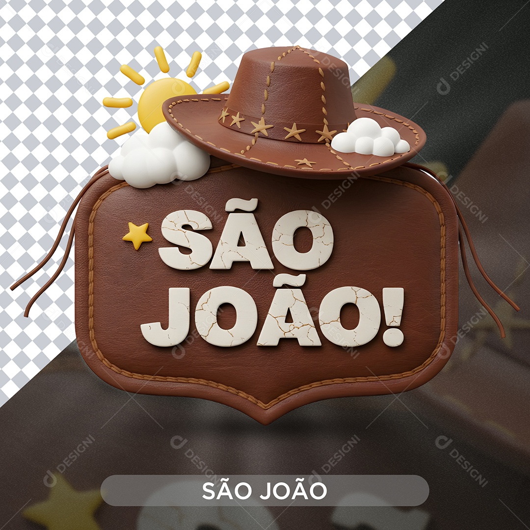 Elemento 3D São João para Composição PSD